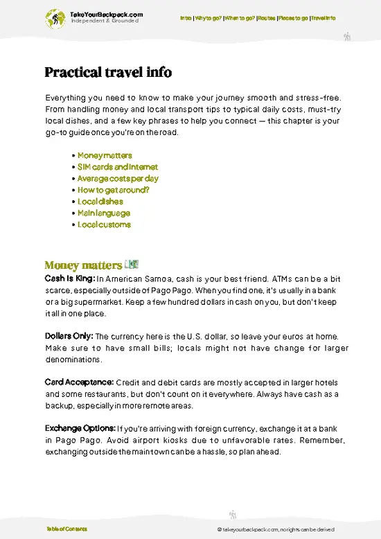 example page 7 from our offline Travel Guide for American Samoa